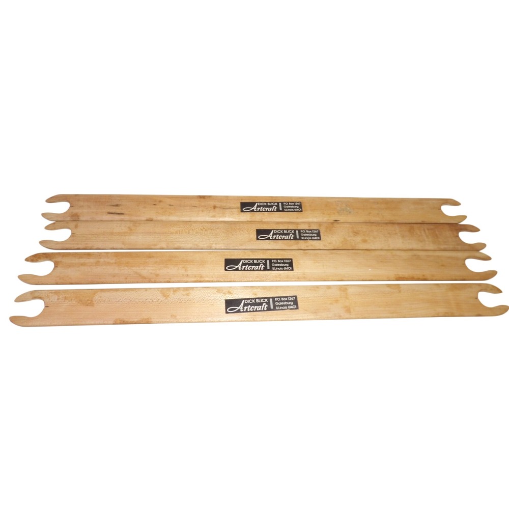 4 Dick Blick Artcraft Wooden Weaving Stick Shuttles Natural Wood Loom Tool